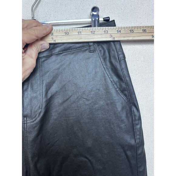 Women's Black Faux Leather Straight Leg Pants Size Large 28/31 High Waist - Picture 8 of 14